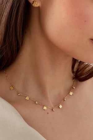 Charm necklace with clover and diamonds - Silver Color color h5 Picture3